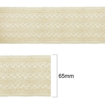 Renda algodão elastano - 65mm x 30m - Cru 26 - 6216