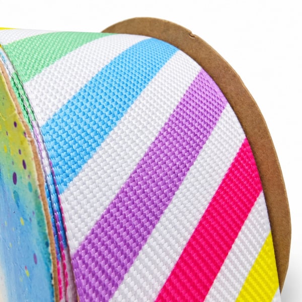 Fita Jeans Estampada Listras Candy C23 - detalhe da estampa listras coloridas