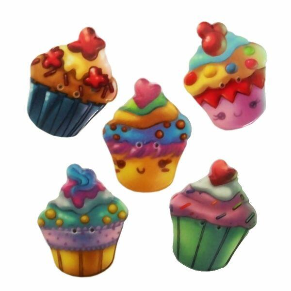 Botão cup cake pct. c/5 unidades 25mm X 30mm - 10766