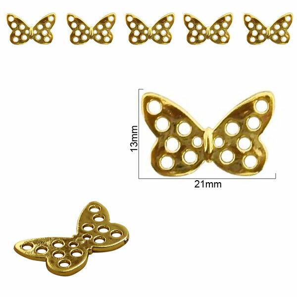 Botão Infantil - borboleta - pacote com 25 unidades - 21mm - Dourado - 9313