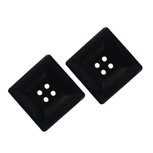 Botão Quadrado 4 furos - Preto 9076 - 50 unidades