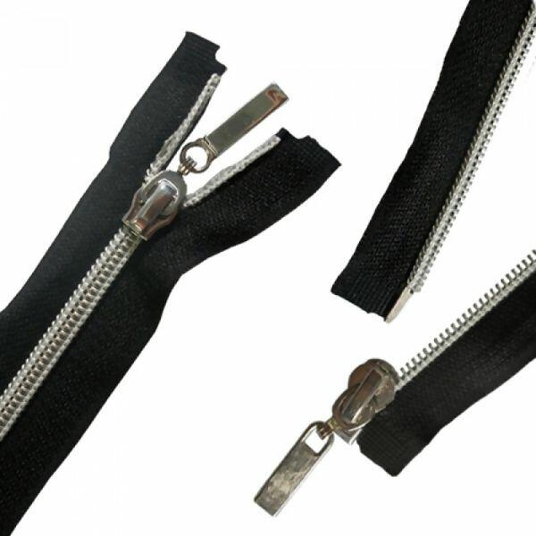 Zíper destacável aluminizado - Preto/prata c/10 unidades