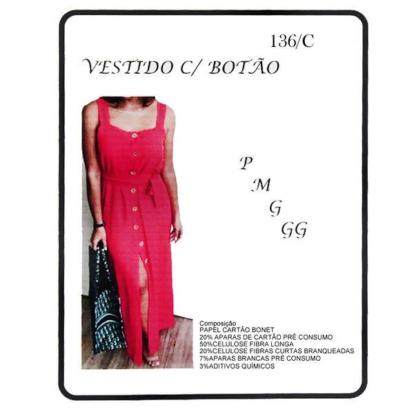 Molde Nº 136/C vestido com botão tam. P, M, G e GG - 34273