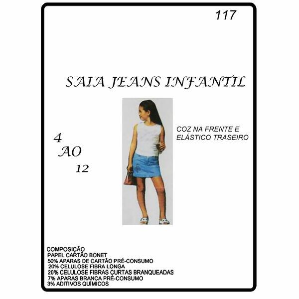 Molde Nº117 Saia jeans infantil  tam. 4 ao 12  - 14570