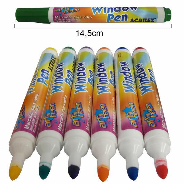 Window pen marcador de vidro caixa com 6 cores - 16544