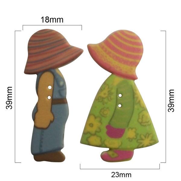 Botão casal sunbonnet 1938 Passeio pct. com 2 unidades -  17005