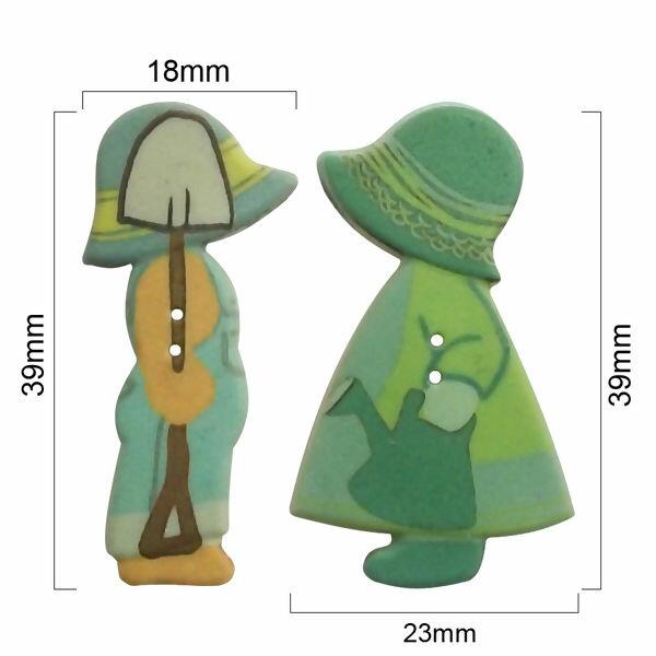 Botão casal sunbonnet 1941 Jardim  pct. com 2 unidades -  17007