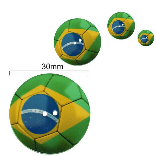 Botão bola Brasil 2010  pct. com 1un. Tam. 30mm 1301 - 17678