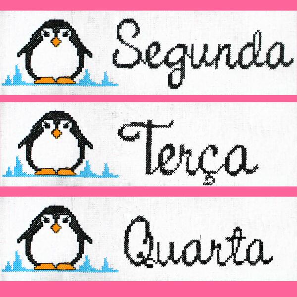 Faixa ponto cruz dias da semana pinguin c/7un. - 18015