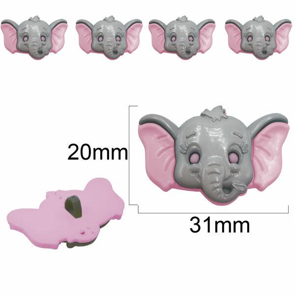 Botão infantil elefante rosa 6160 pct. com 25un. - 34920
