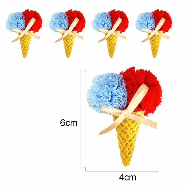 Enfeite sorvete - Grande - 20 unidades - Creme/Azul/Vermelho - 36652
