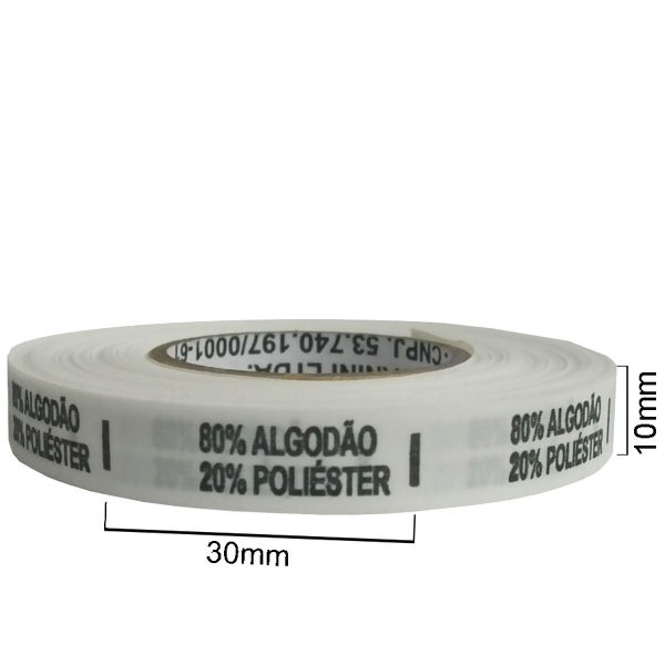 Etiqueta de tecido - Composição 80% Algodão 20% Poliéster - 1.000 unidades - 4662
