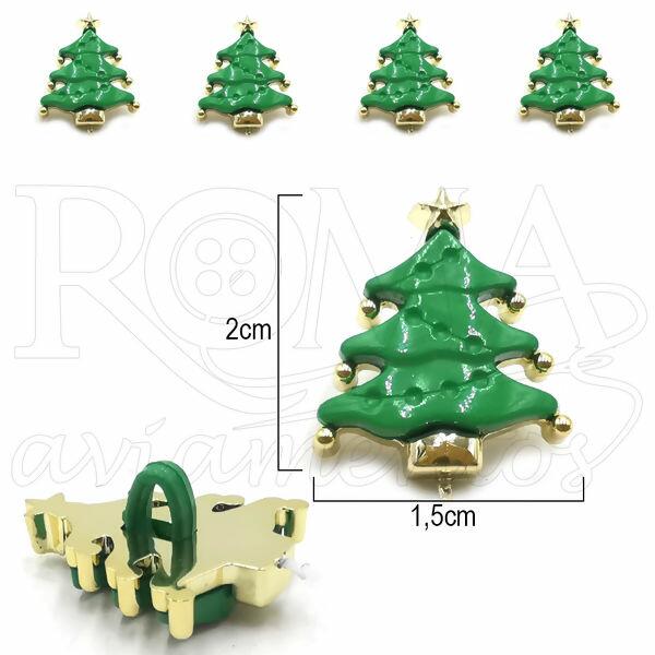 Botão Infantil - 25 unidades - Árvore de Natal - Dourado/Verde - 6029