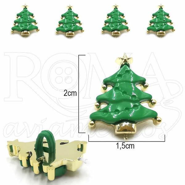 Botão Infantil - 25 unidades - Árvore de Natal - Dourado/Verde - 6029 Botão Infantil - 25 unidades - Árvore de Natal - Dourado/Verde - 6029