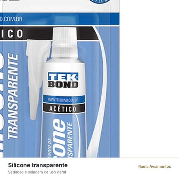 Adesivo de Silicone Acético Tekbond Transparente 50g - detalhe