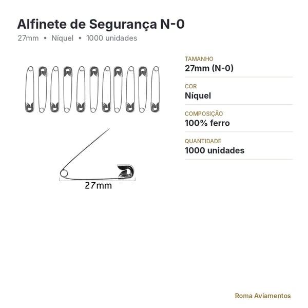 Alfinete de Segurança N-0 27mm Níquel - ficha técnica