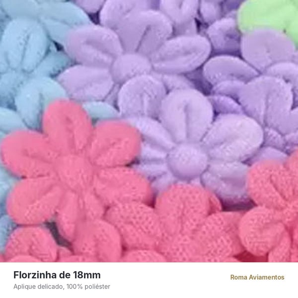 Detalhe do Aplique Flor Ultra 18mm pacote com 100 unidades