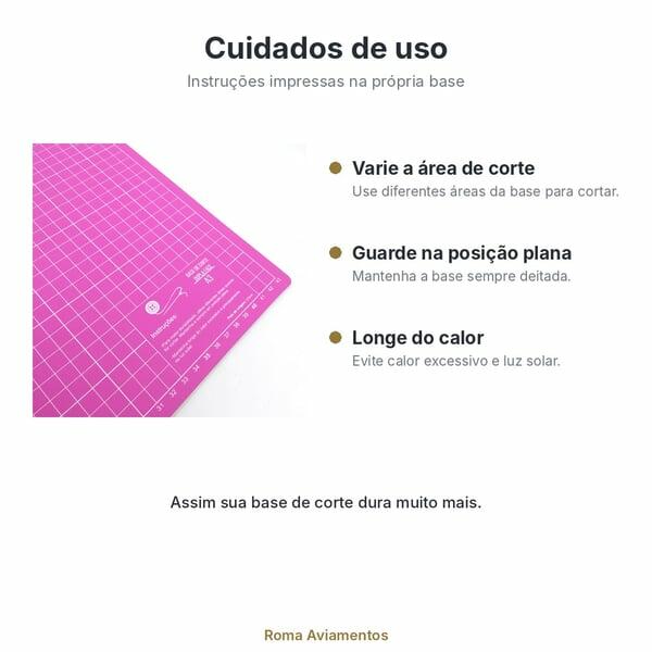Cuidados de uso da base de corte A3 rosa