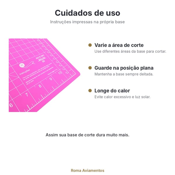 Cuidados de uso da base de corte A4 rosa