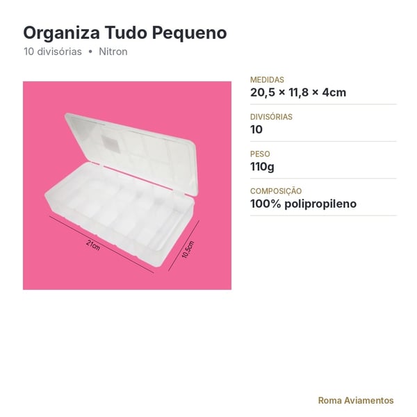 Caixa Organizadora Organiza Tudo Pequena 10 Divisórias Nitron - foto antiga