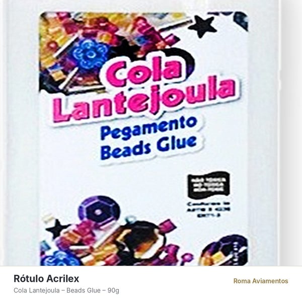 Cola Lantejoula Acrilex 90g - detalhe do rótulo