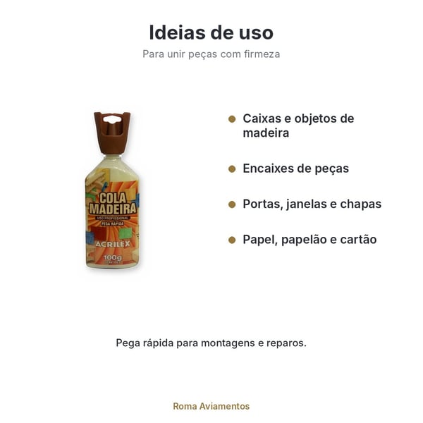 Cola para Madeira Acrilex 100g - ideias de uso em madeira, papel e papelão