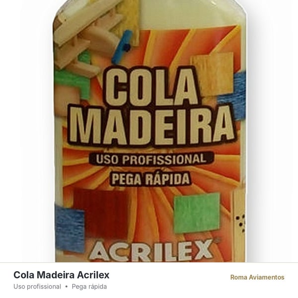 Cola para Madeira Acrilex 100g - rótulo pega rápida uso profissional