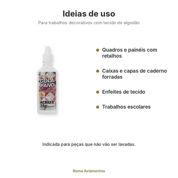 Cola Pano Acrilex 35g - ideias de uso