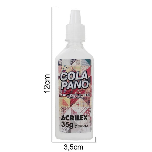 Cola Pano Acrilex 35g - medidas do frasco 3,5cm x 12cm