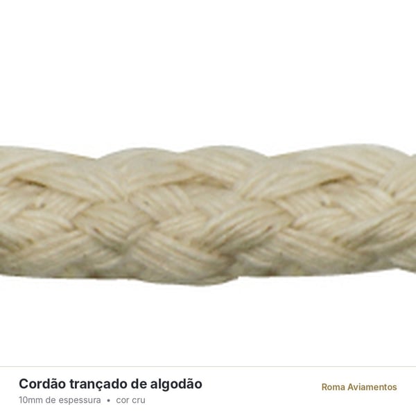 Cordão de Algodão Cru CC10 10mm 20 metros - detalhe da trama
