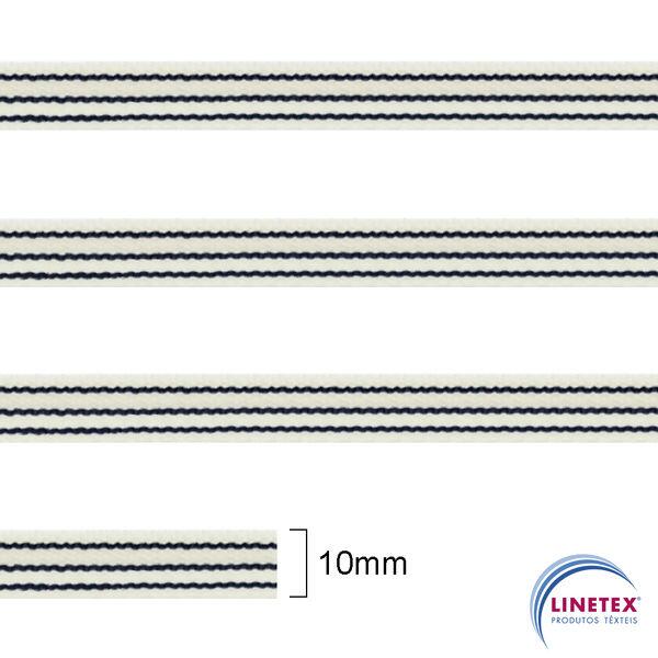 Gorgurão BD - Linetex - 10mm x 50m - Cru/Marinho - 013291