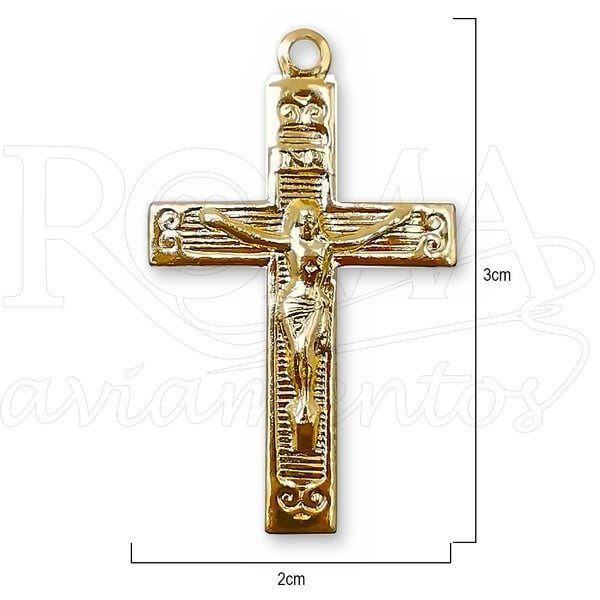 Crucifixo da Trindade para terço dourado 2x3cm 50 unidades