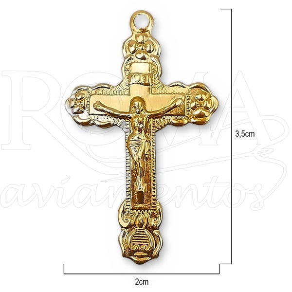 Crucifixo da Trindade para terço dourado 2x3,5cm 50 unidades