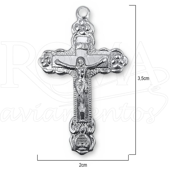 Crucifixo da Trindade para terço níquel 2x3,5cm 50 unidades