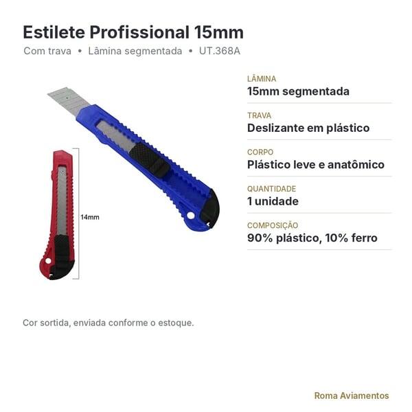 Estilete Profissional 15mm com Trava - ficha técnica