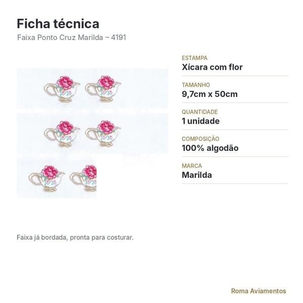 Faixa Ponto Cruz Marilda Xícara 9,7cm x 50cm - ficha técnica