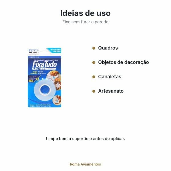 Fita Dupla Face Fixa Tudo Tekbond com Espuma 12mm x 1,5m - ideias de uso