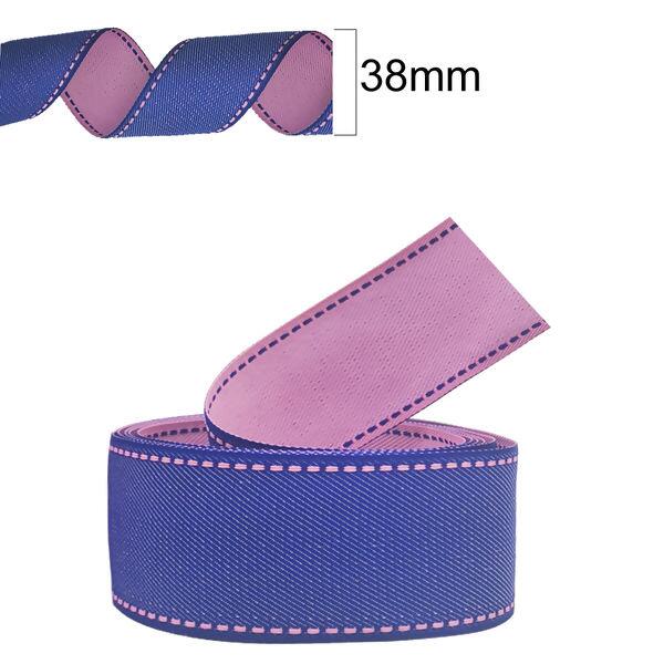 Fita pesponta jeans dupla face indigo/rosa 10m x 35mm - 34921