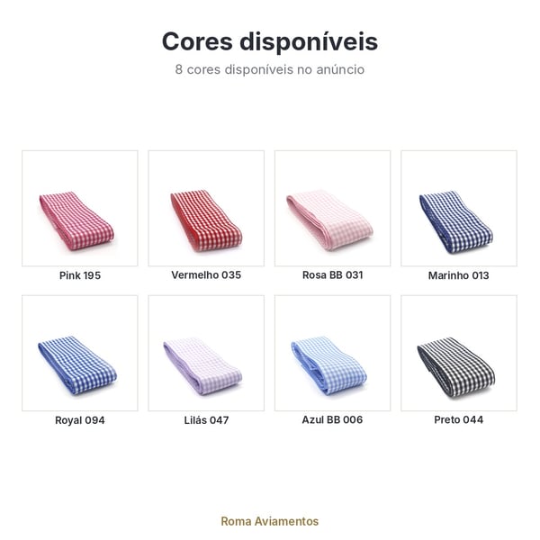 Cores disponíveis: Fita xadrez Vichy Princess 38mm x 10m