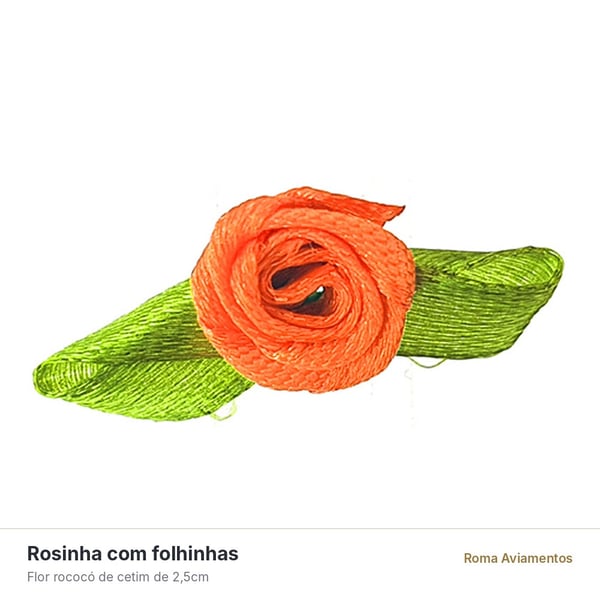 Detalhe da Flor rococó de cetim 2,5cm pacote com 50 unidades