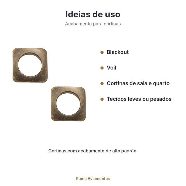 Ilhós para Cortina Quadrado 40mm Ouro Velho - 25 Pares - ideias de uso