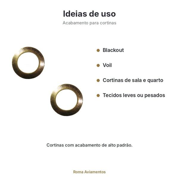 Ilhós para Cortina Redondo 40mm Ouro Velho - 25 Pares - ideias de uso