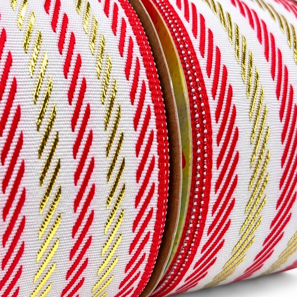 Fita Natal Sinimbu Branco Vermelho Dourado 10m rolos 38mm e 57mm