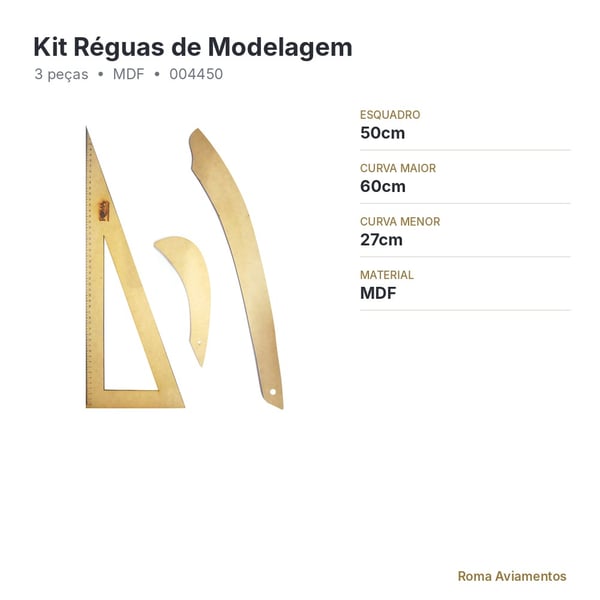 Kit Réguas de Modelagem em MDF - ficha técnica