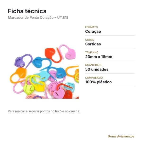 Marcador de Ponto Coração 50 unidades - ficha técnica