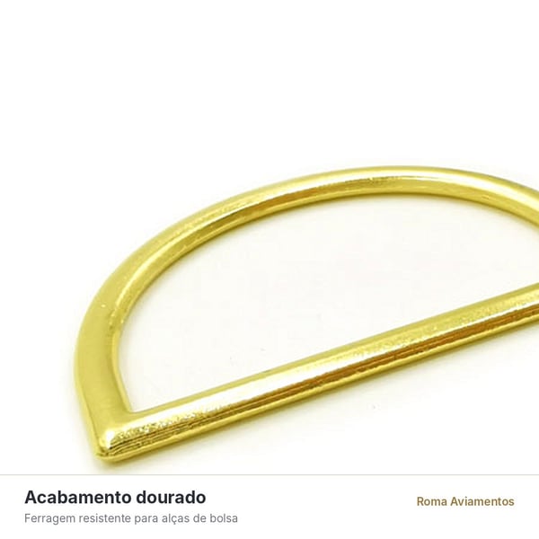 Meia Argola de Metal Dourada 40mm para Bolsa - detalhe