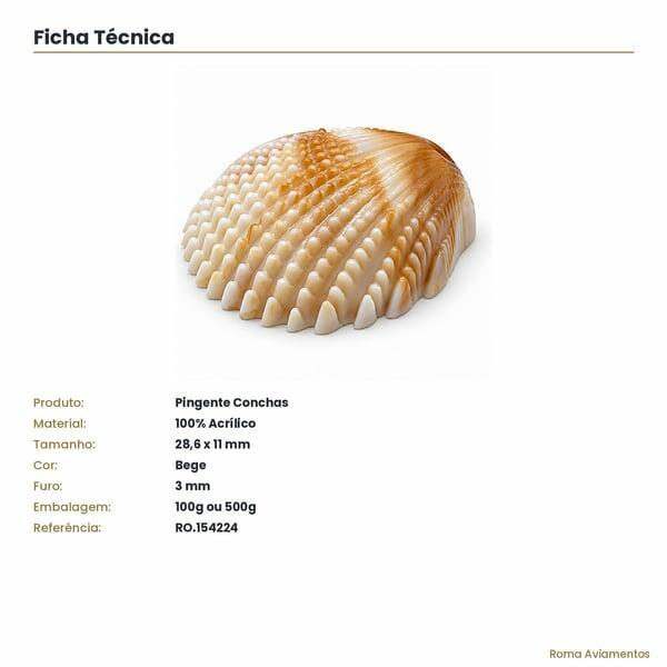 Ficha técnica - Pingente conchas bege acrílico RO.154224