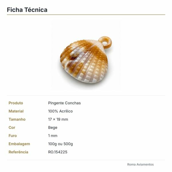 Ficha técnica - Pingente conchas bege acrílico RO.154225