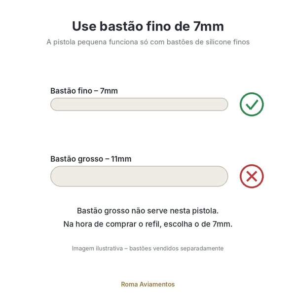 Pistola de cola quente pequena usa bastão fino de 7mm