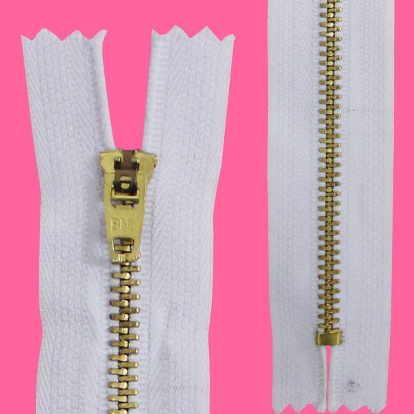 Zíper Fixo Metal Médio Auto - com 10 unidades - Branco 